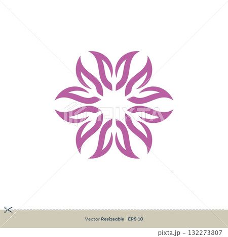 Ornamental Flower Logo Template, Pink Petals Vector Illustration Design. Vector EPS 10. 132273807