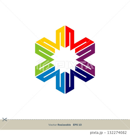 Circle Star Ornamental Logo Template. Decorative Star Vector Illustration Design. Vector EPS 10. 132274082