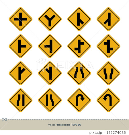 Yellow Traffic Sign Vector Set Illustration Design. Vector EPS 10. 132274086