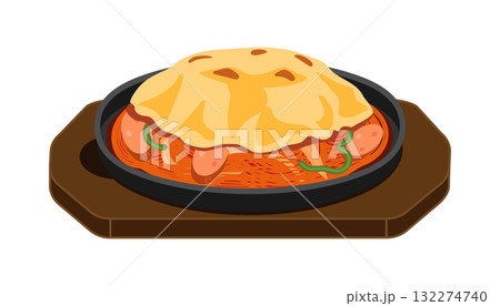 ナポリタンのチーズ焼きのイラスト ナポリタンのチーズ焼きのイラスト 132274740