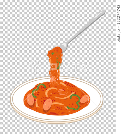 皿に盛ったナポリタンのイラスト 132274742