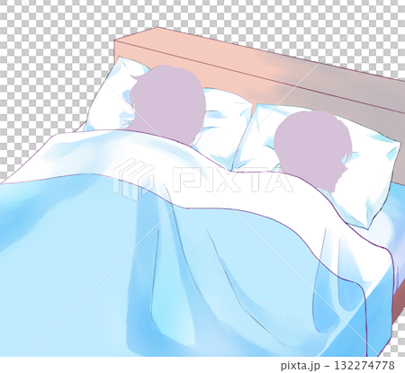 Cold man and woman bed silhouette Cold man and woman bed silhouette 132274778