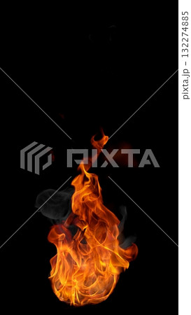Fire flames isolated on a black background 132274885