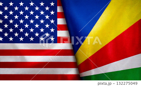 アメリカの国旗とセーシェルの国旗 132275049
