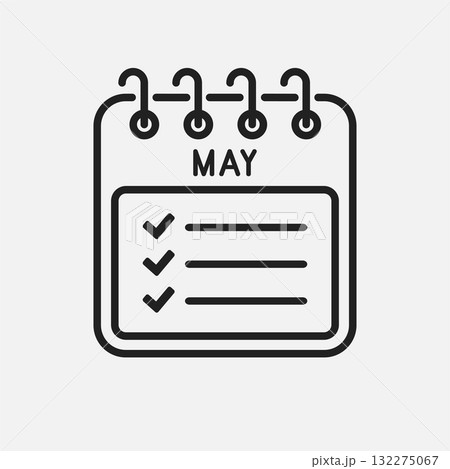 Icon calendar May month, to-do list, checklist 132275067