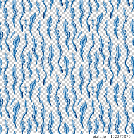 Stylized laminaria kelp sways in a serene blue underwater wild world in seamless pattern.Simple watercolor textures in monochrome create a peaceful marine ambiance,for oceanic designs,themed parties Stylized laminaria kelp sways in a serene blue underwater wild world in seamless pattern.Simple watercolor textures in monochrome create a peaceful marine ambiance,for oceanic designs,themed parties 132275070