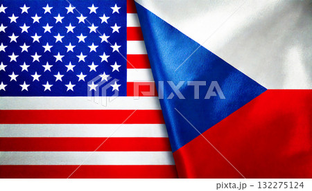 アメリカの国旗とチェコの国旗 132275124
