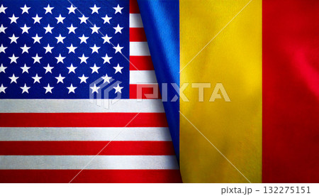 アメリカの国旗とチャドの国旗 132275151