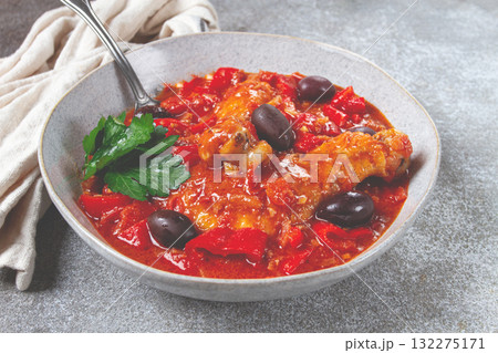 Pollo alla romana, Roman chicken, homemade, no people, 132275171