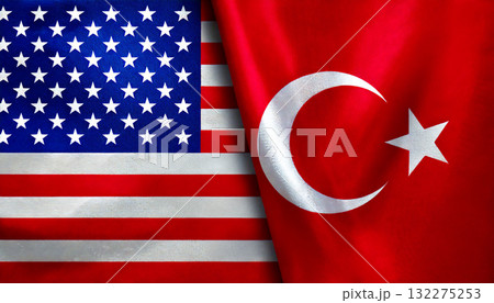 アメリカの国旗とトルコの国旗 132275253