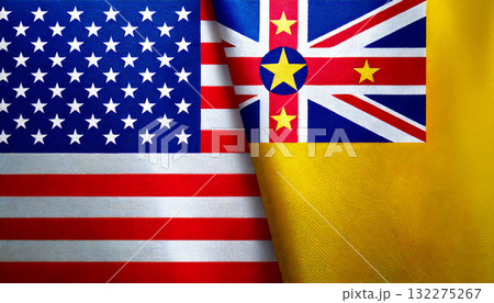 アメリカの国旗とニウエの国旗 132275267
