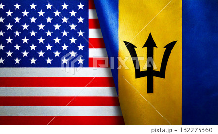 アメリカの国旗とバルバドスの国旗 132275360