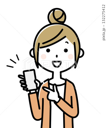 若い女性　ママ　スマホ 132275412