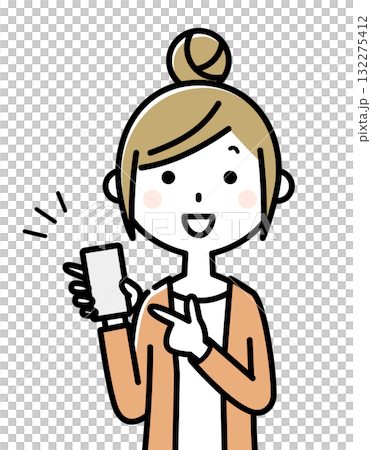若い女性　ママ　スマホ 132275412