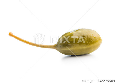 Pickled capers berries isolated on white background. 132275564