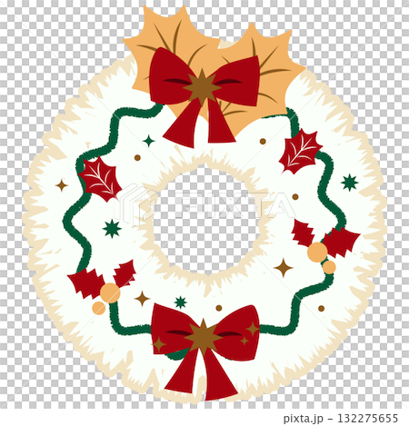 クリスマスリースのイラスト 132275655
