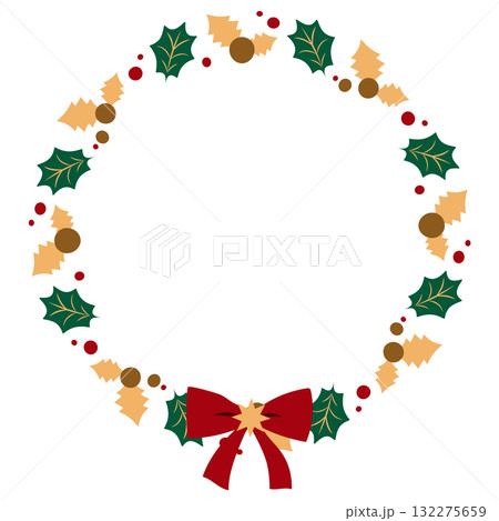 クリスマスリースのイラスト 132275659