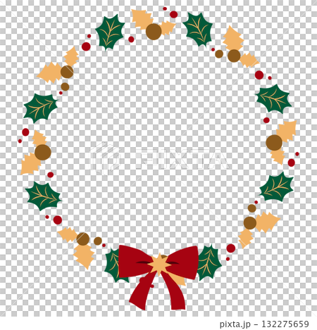 クリスマスリースのイラスト 132275659
