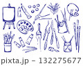 Art supplies, tools set. Painters equipment, drawing stationery 132275677
