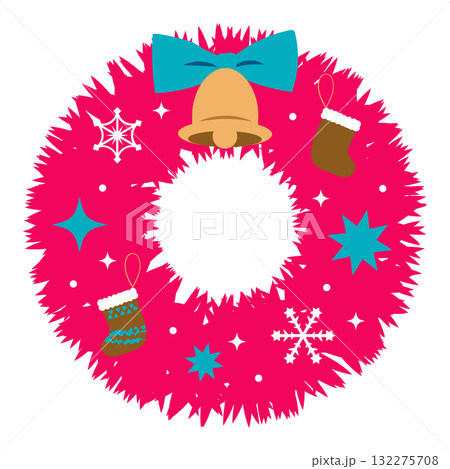 クリスマスリースのイラスト 132275708