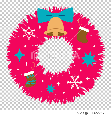 クリスマスリースのイラスト 132275708