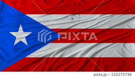 Puerto Rican flag waving. Flag of Puerto Rico with cloth texture Puerto Rican flag waving. Flag of Puerto Rico with cloth texture 132275736