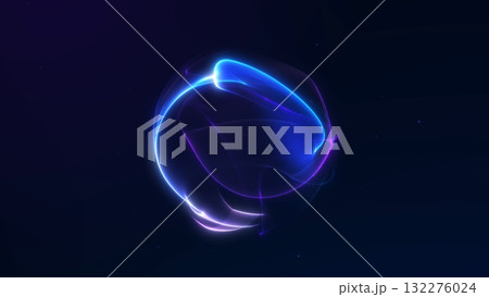 Blue and purple glowing sphere with digital plasma flow and soft reflections. Abstract futuristic orb on dark background. Blue and purple glowing sphere with digital plasma flow and soft reflections. Abstract futuristic orb on dark background. 132276024