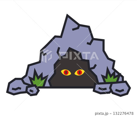 Scary stone cave with a monster inside. 132276478