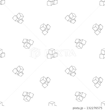 Vector Seamless pattern of baby toys. Outline pyramid of cubes. Cute repeated background with Stack of constructor blocks. Hand drawn ink illustration for fabric, baby textile, wallpaper, packaging 132276575