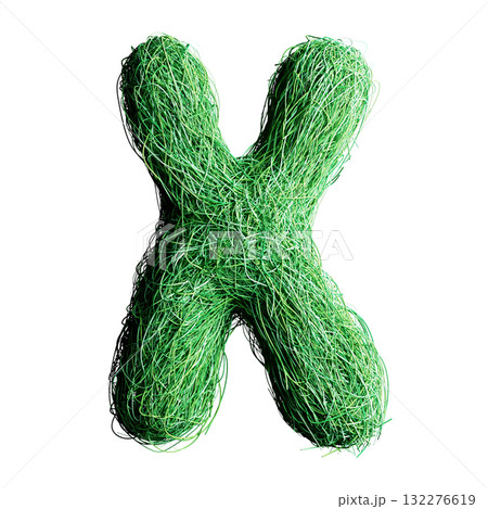 Eco Letter X Made of Green Grass Lines Eco Letter X Made of Green Grass Lines 132276619