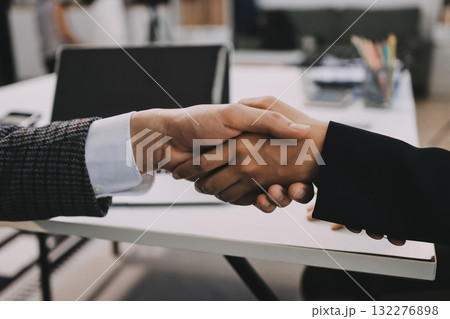 Accounting company provide finance and taxation planning for profitable cash flow, Auditor and accountant team working in office, analyze financial data and accounting record with calculator.Insight 132276898