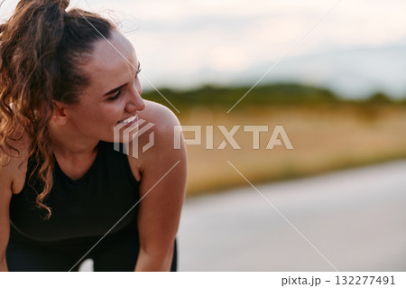 Woman Resting After Intense Run Woman Resting After Intense Run 132277491