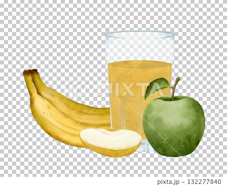 Enjoy a refreshing Fresh Fruit Juice made with ripe Bananas and tangy Green Apple 132277840