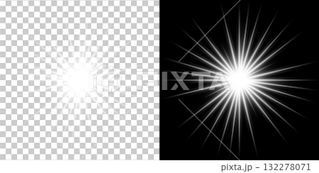 透明和黑色背景上的白色輻射爆裂效果 132278071