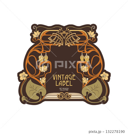 Decorative flowers and leaves in art nouveau style Decorative flowers and leaves in art nouveau style 132278190