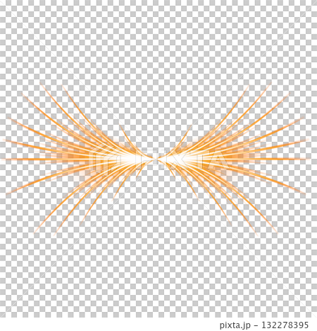 Orange winged symmetrical burst effect on transparent background 132278395