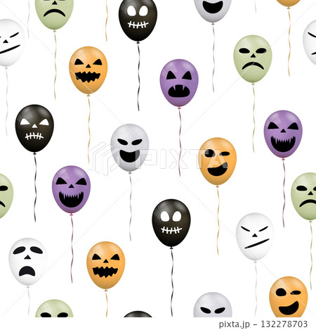 Halloween flying balloons seamless pattern Halloween flying balloons seamless pattern 132278703