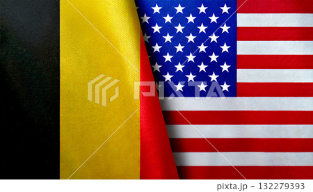 アメリカの国旗とベルギーの国旗 132279393
