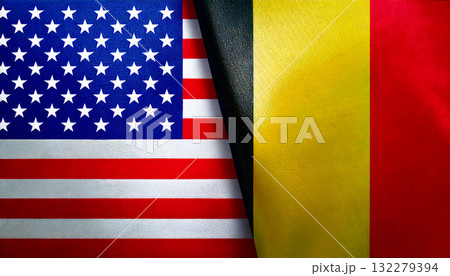 アメリカの国旗とベルギーの国旗 132279394
