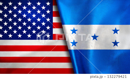 アメリカの国旗とホンジュラスの国旗 132279421