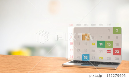 The Calendar and laptop for Business concept 3d Rendering. The Calendar and laptop for Business concept 3d Rendering. 132279493