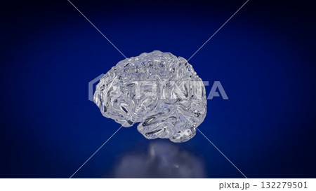 The Crystal Brain on Dark blue background for Sci or Medical concept 3d Rendering. The Crystal Brain on Dark blue background for Sci or Medical concept 3d Rendering. 132279501