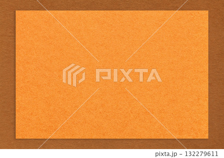 Textured orange paper background with brown border. Vintage kraft cardboard with empty frame. Banner with copy space Textured orange paper background with brown border. Vintage kraft cardboard with empty frame. Banner with copy space 132279611