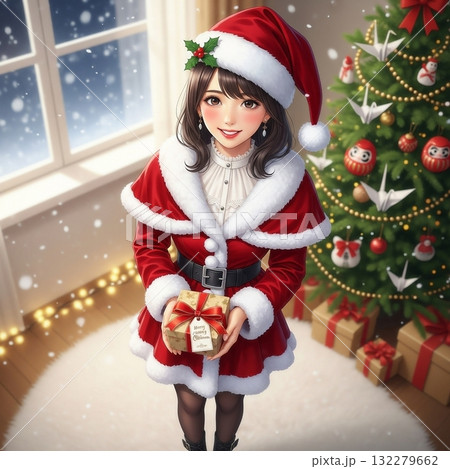 クリスマスパーティーを楽しむ若い女性 クリスマスパーティーを楽しむ若い女性 132279662