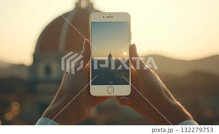 Golden Hour Smartphone Capture of Florence Duomo 132279753