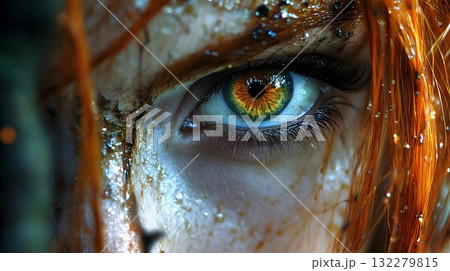 Human eye close up intense color and texture detail 132279815