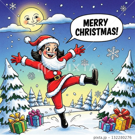 クリスマスをサンタの衣装を着て楽しむ女の子 クリスマスをサンタの衣装を着て楽しむ女の子 132280276