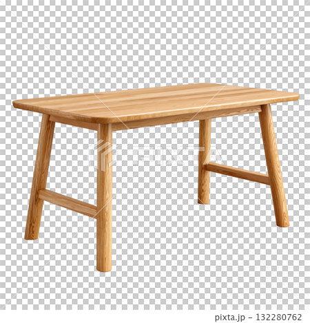 Simple modern wood table furniture. Wooden desk realistic and elegant piece for contemporary interior design 132280762