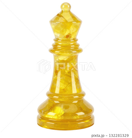 Elegant yellow golden chess queen piece for board game. powerful strategy object for challenging game 132281329