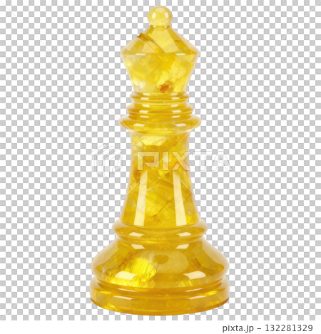 Elegant yellow golden chess queen piece for board game. powerful strategy object for challenging game 132281329